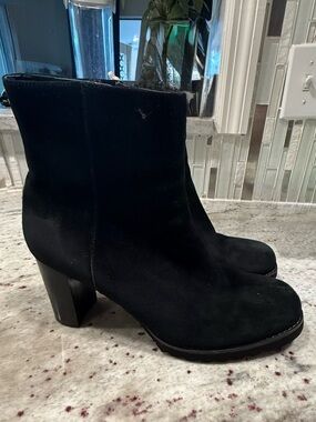 Blondo Rapha Black Suede Ankle Booties with Block Heel